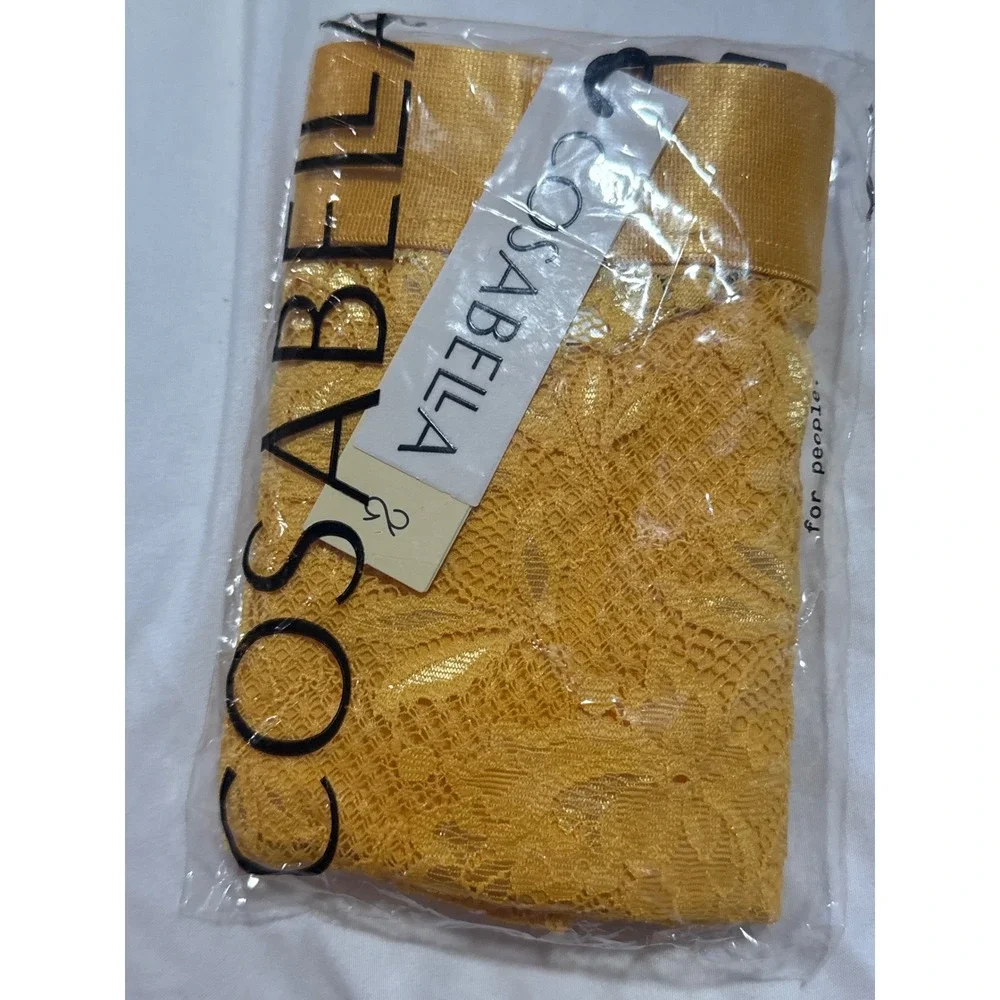 Cosabella Never Say Never Lace Classic Trunk Boxer Brief yellow size S